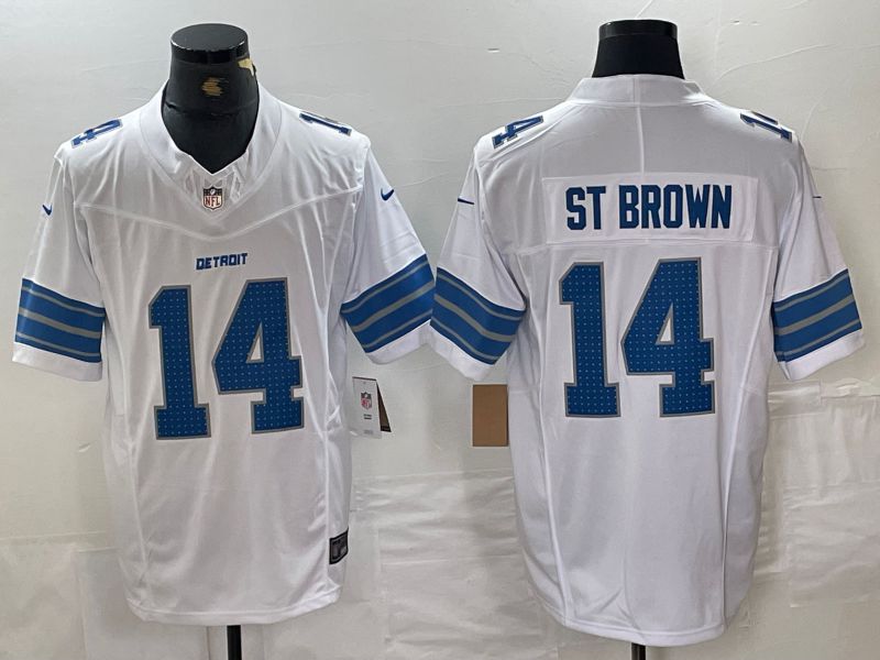 Men Detroit Lions #14 St Brown White Three generations 2024 Nike Vapor F.U.S.E. Limited NFL Jersey->detroit lions->NFL Jersey